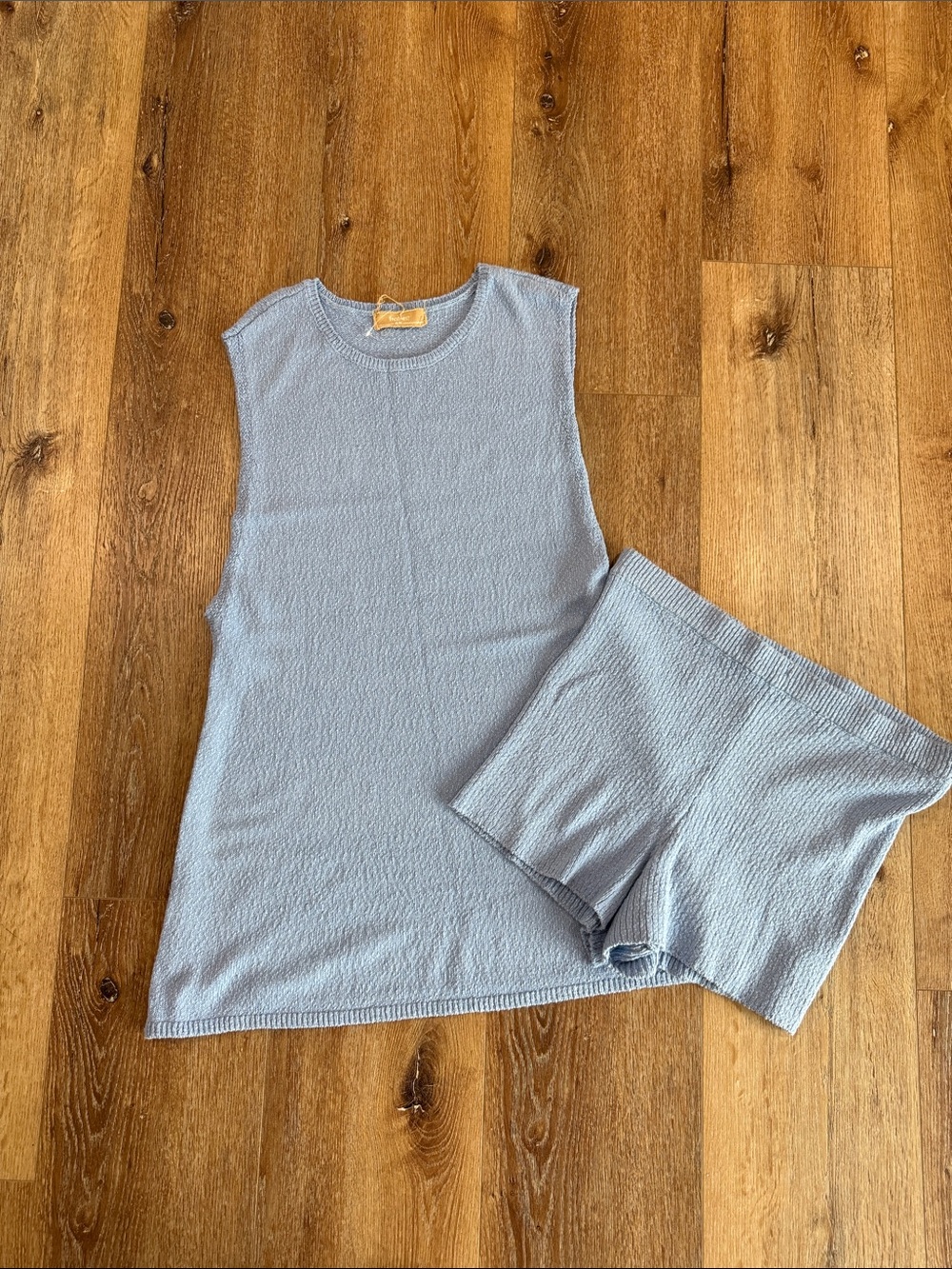 Free People Light Blue Knit Tank Top